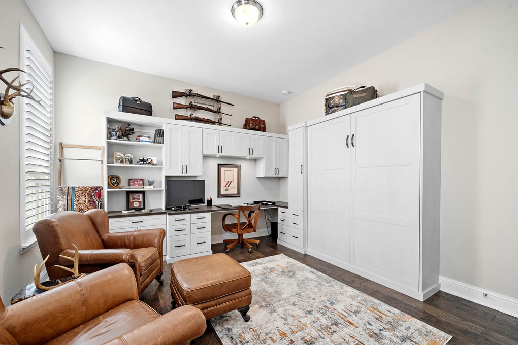 Custom Murphy bed with desk designed by SpaceManager Closets - Houston, TX