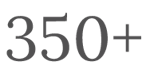 Graphic representing 350+ satisfied customers and positive reviews for custom storage and organization services.