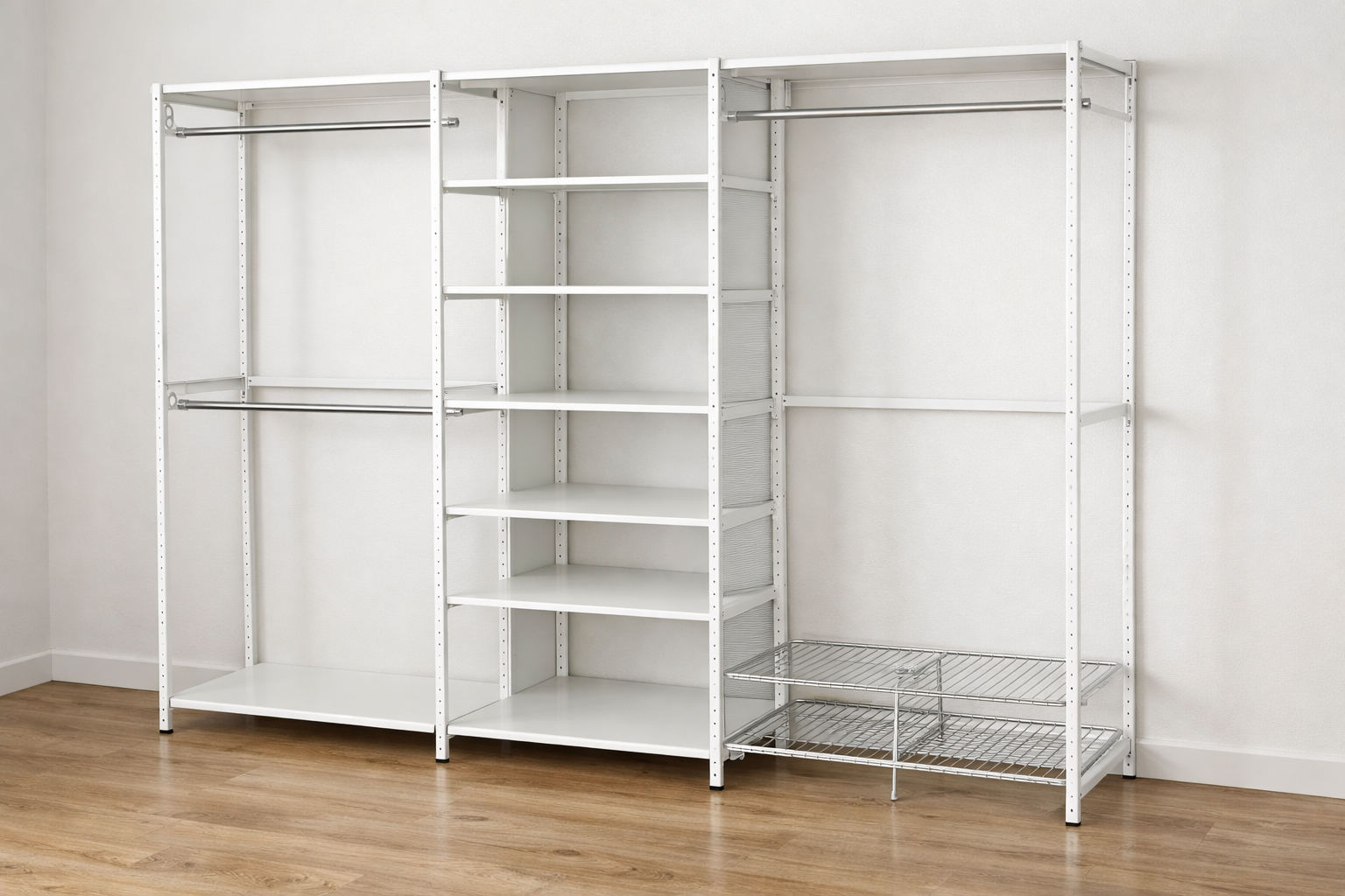 photographic white free standing modular closet system without proper storage-1
