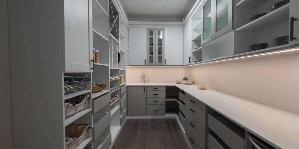 Custom walk-in pantry designed by SpaceManager Closets | Houston, TX