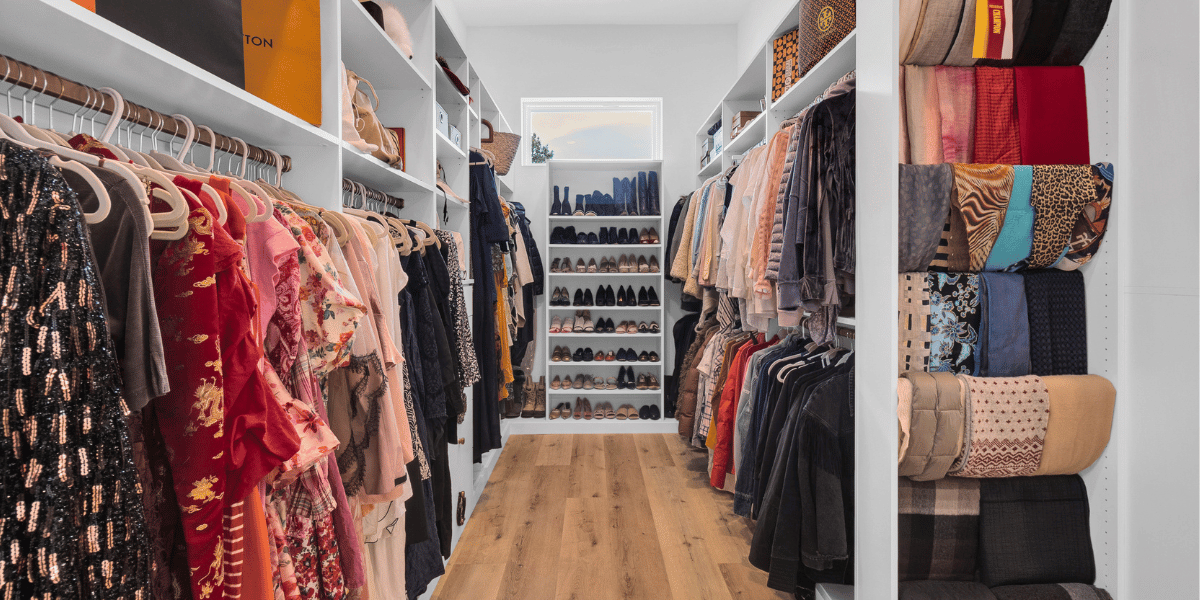 Image of a custom closet designed and installed by SpaceManager Closets in Houston, Tx.