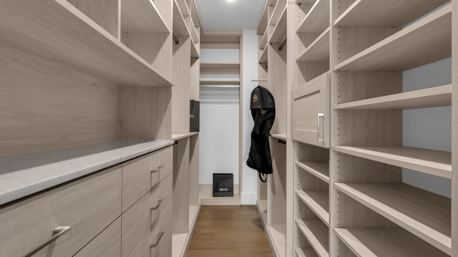 Narrow Walk In Closet Storage Layout - Custom Closets