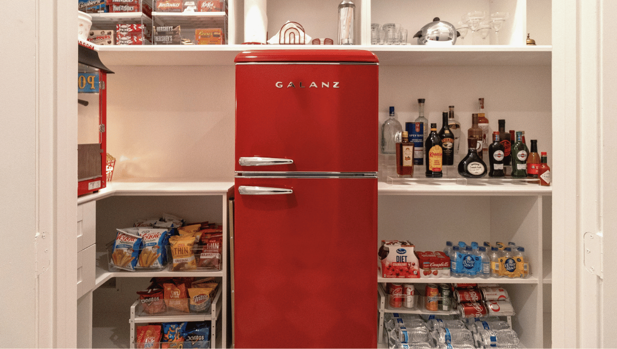 Organized small pantry with custom storage designed by SpaceManager Closets - Houston, TX