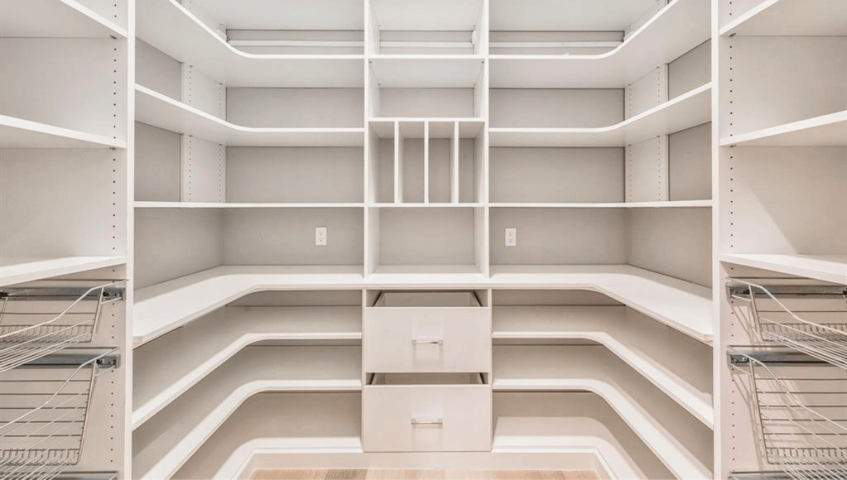 Custom pantry pull out and fixed shelves, pull out pantry baskets - SpaceManager Closets