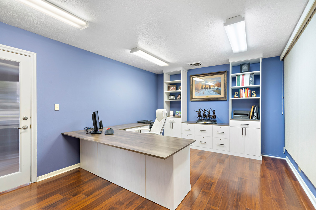 Home Office with Built-in Shelves